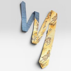 Spit Shine Tan Horse Western Novelty Skinny Tie Neck Tie Denim Two Tone